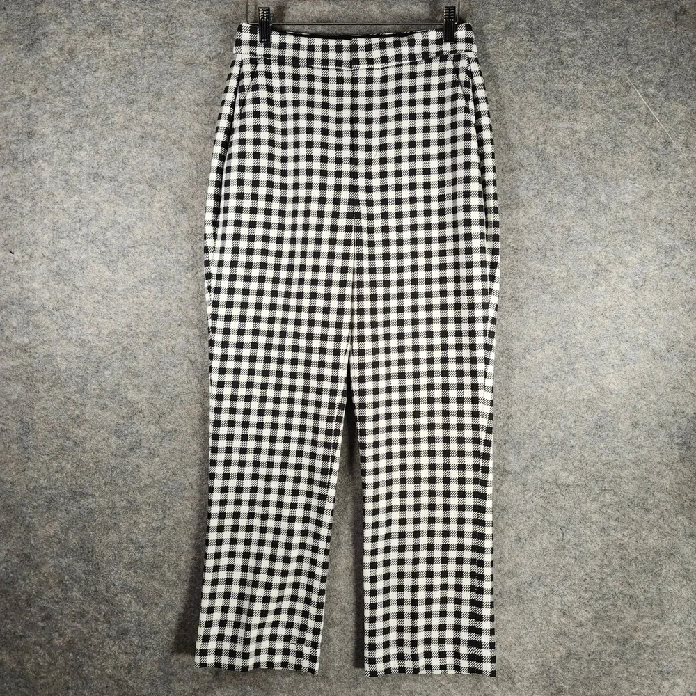 Kate Spade New York Gingham Cropped Pants‎ Women's Size 0 Black White Checkered
